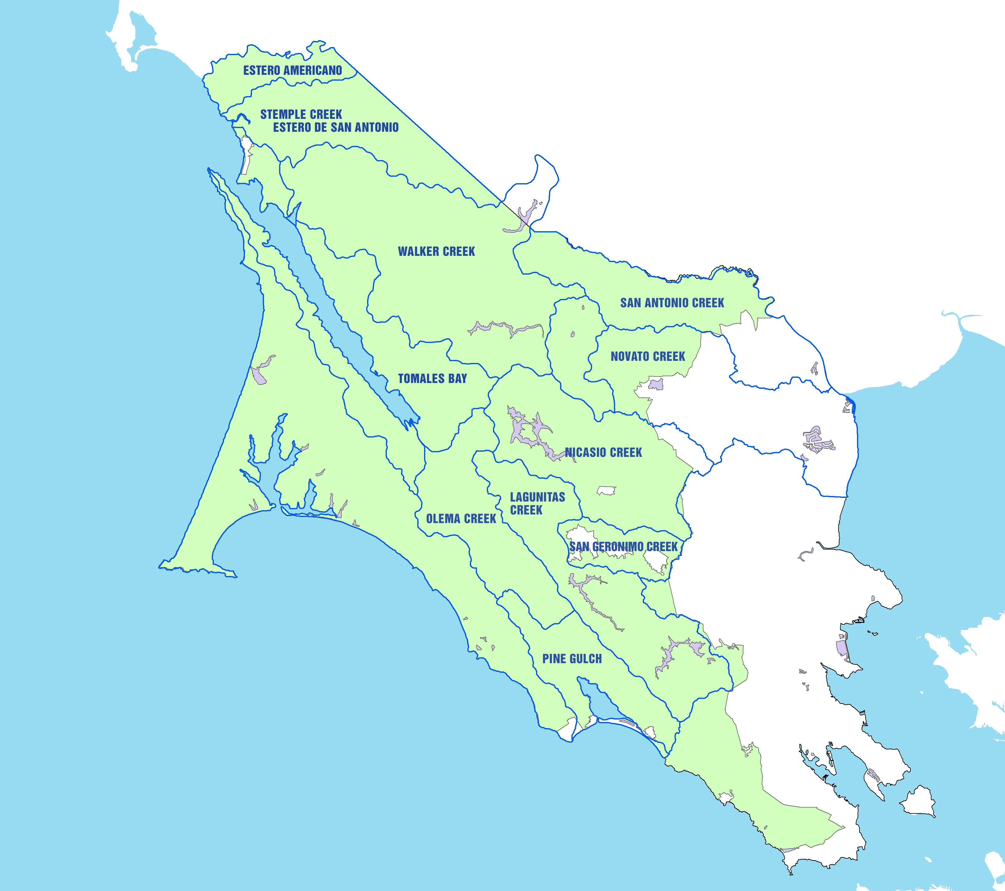 District Boundary & Watersheds Marin RCD